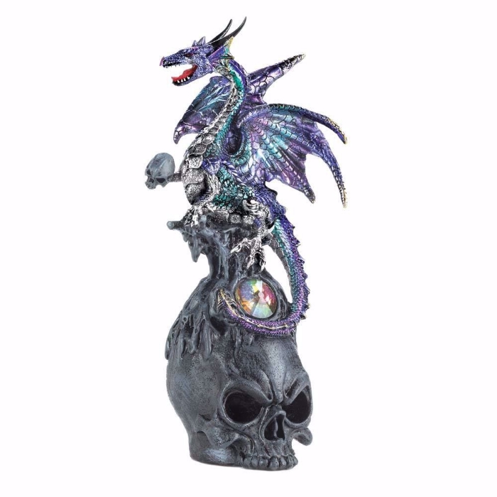 Picture of Mystical Jeweled Dragon And Skull Figurine