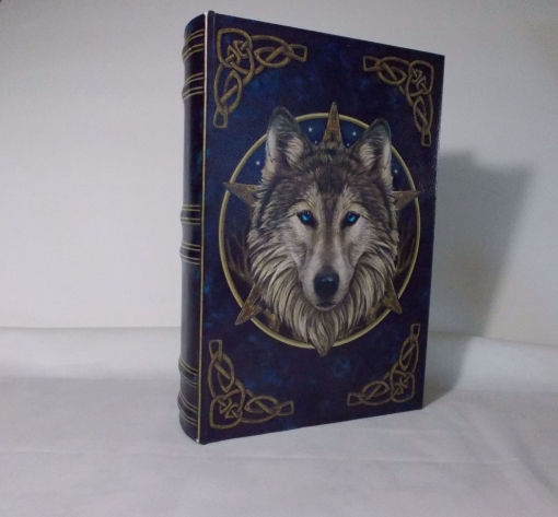 Picture of Decorative Wooden Book Box By Designer Lisa Parker Celtic Wolf The Wild One